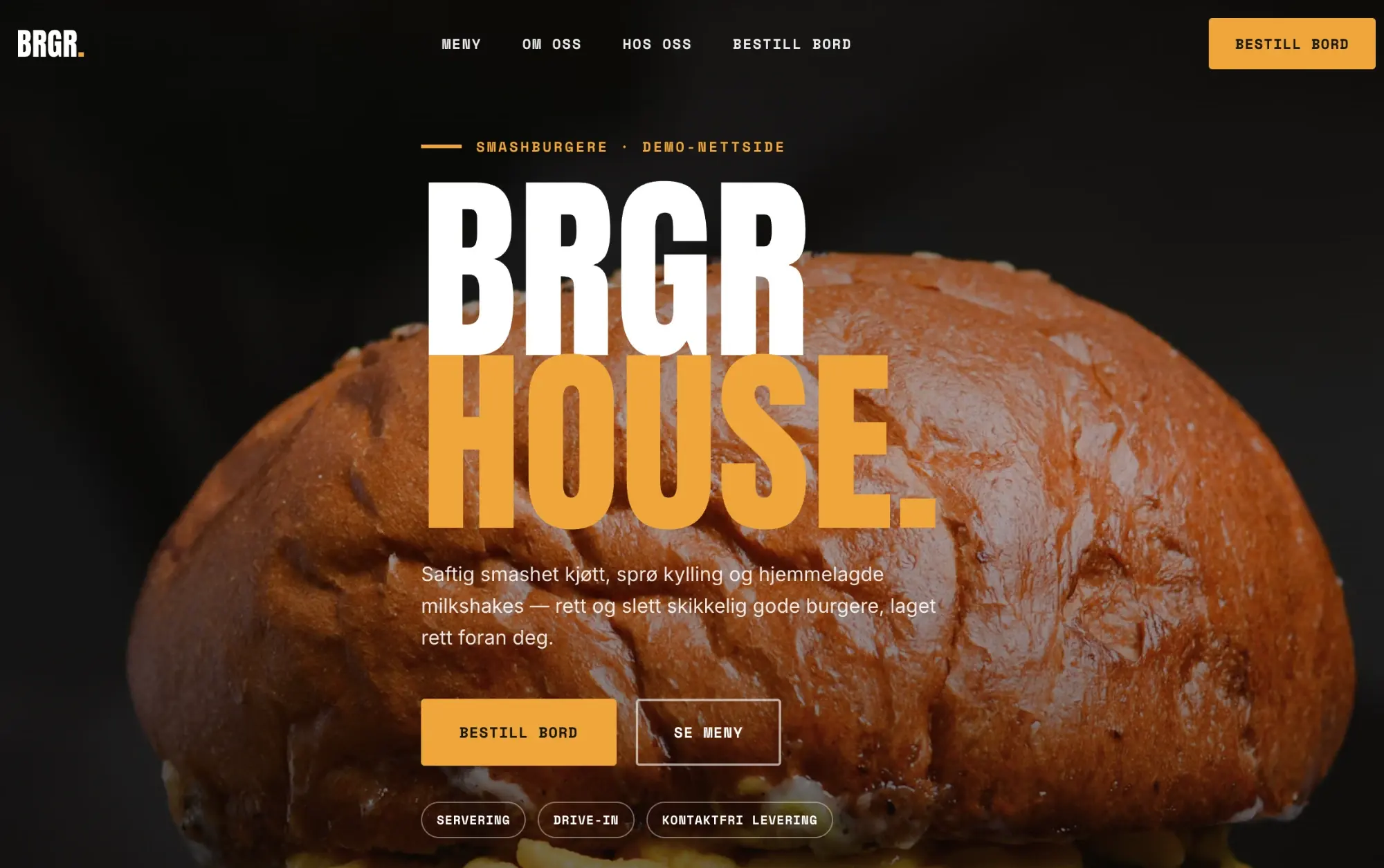 Skjermbilde av nettsiden til BRGR House, laget av Mangset Digital.
